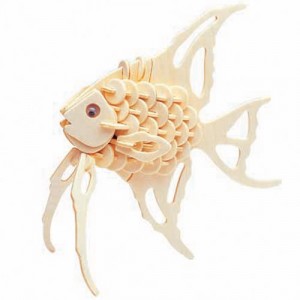 Mała złota rybka -  drewniane puzzle 3D (A)