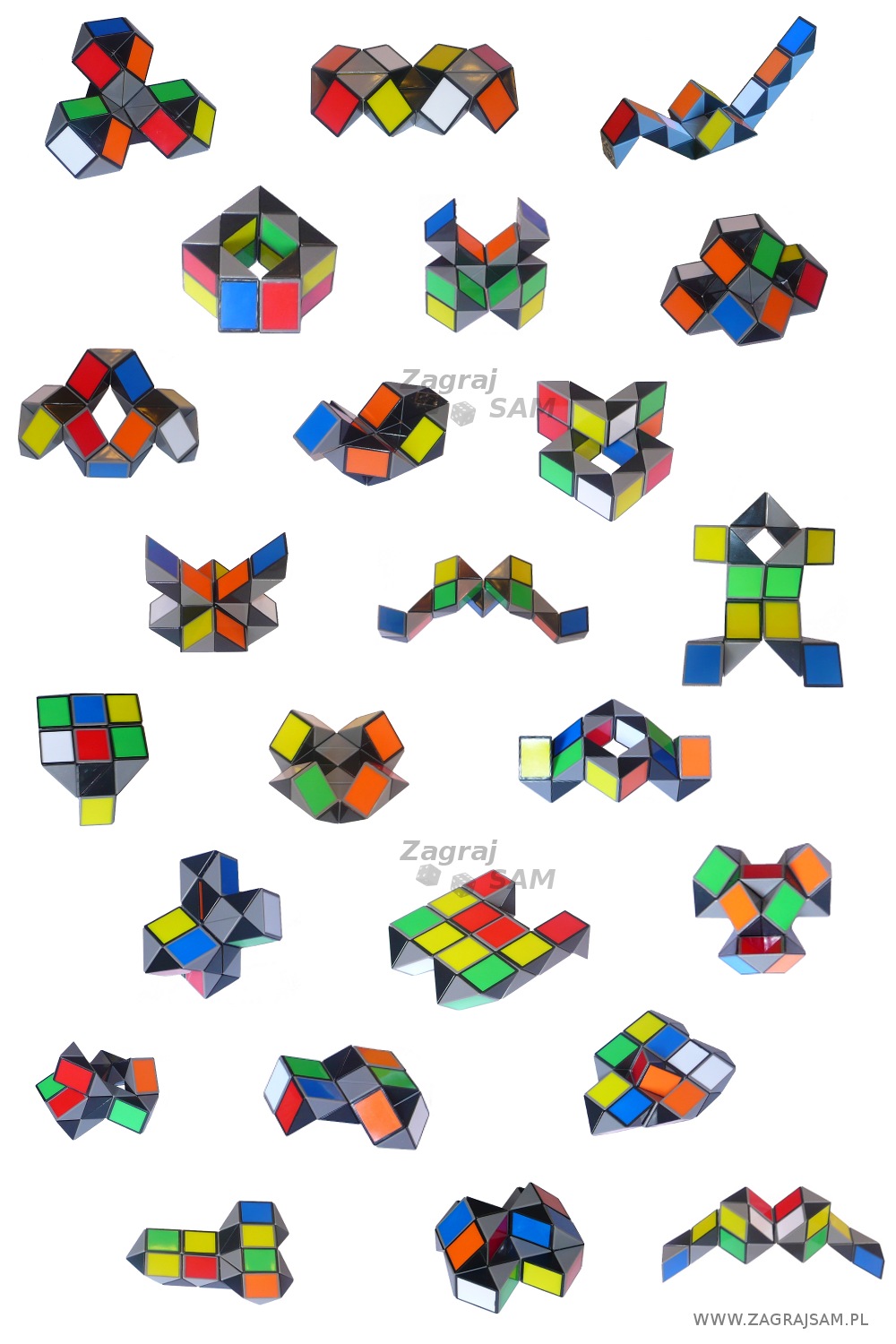 Wzory przestrzenne łamigłowki Rubik's Twist (Wąż Rubika)